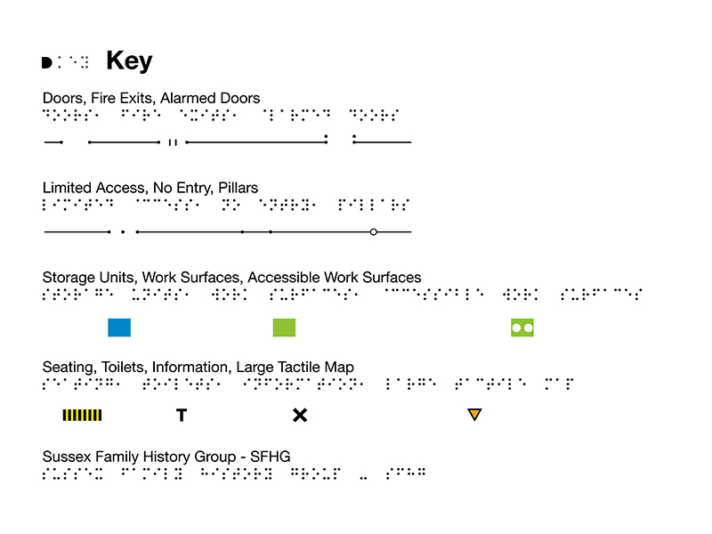 Braille / tactile key for the A3 map, for The Keep.